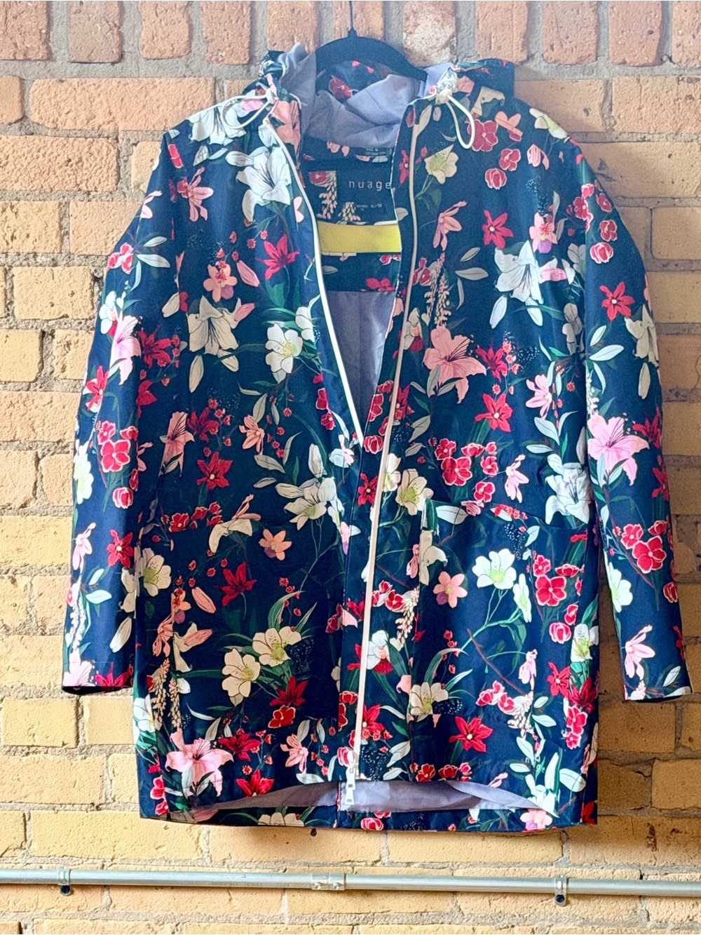 Nuage Navy Floral Hooded Rain Jacket